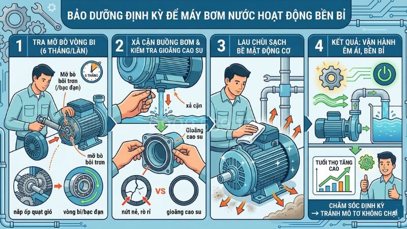 Bảo dưỡng định kỳ cho máy bơm cho máy hoạt động hiệu quả hơn