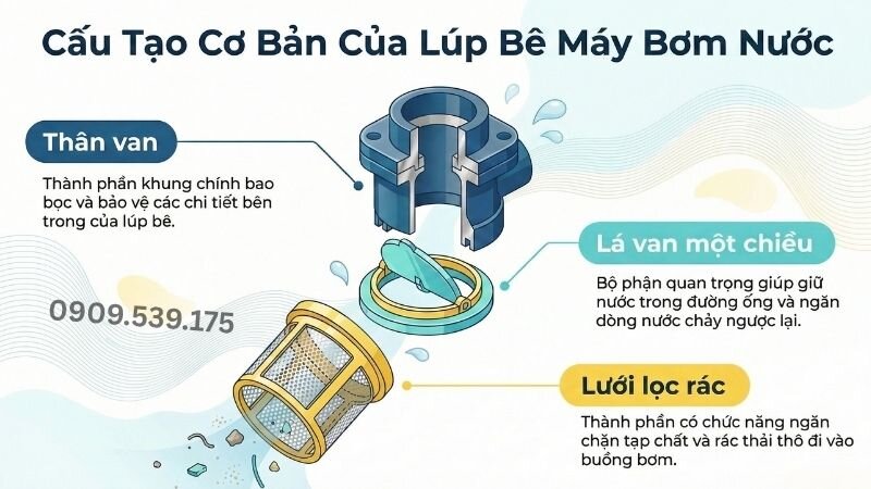 Cấu tạo cơ bản của lúp bê máy bơm nước.