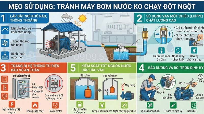 Mẹo sử dụng máy bơm nước để tránh bơm không chạy được