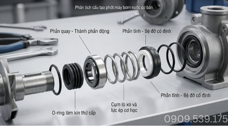 Cấu tạo chi tiết về phớt máy bơm nước