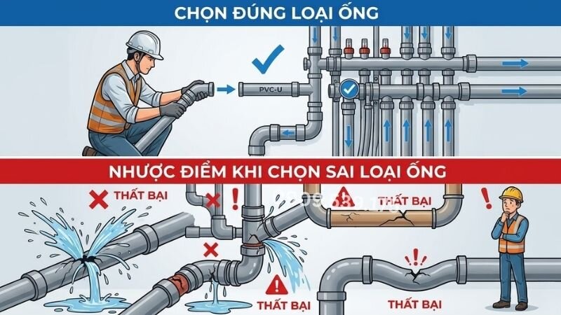 Ưu nhược điểm khi chọn lựa đúng loại ống dùng cho máy bơm nước.