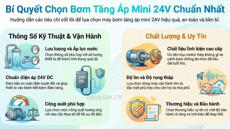 Bí quyết chọn bơm tăng áp mini 24V chuẩn nhất.
