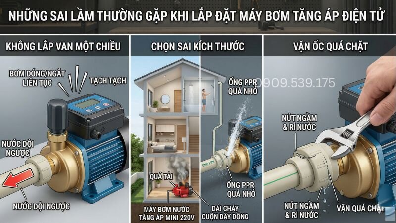 Những sai lầm thường gặp trong cách lắp đặt máy bơm tăng áp điện tử