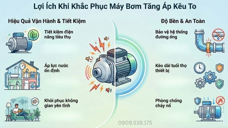 Lợi ích khi khắc phục máy bơm tăng áp kêu to.