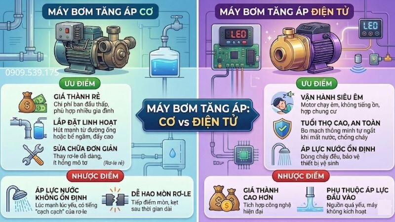 Ưu nhược bơm tăng áp cơ và bơm tăng áp điện tử